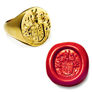 14K Yellow Gold Family Crest Ring
